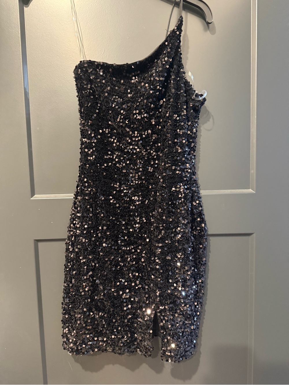 Midnight Doll - Black Sequin One-Shoulder Mini Dress